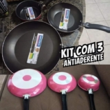 Conjunto De Frigideiras Antiaderente 3 Peças Nacional Cor Preto