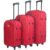 Conjunto de Malas 3 peças P, M e G Vermelha com roda transparente – Basic+