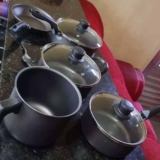 Conjunto De Panelas 8 Pçs Teflon Tampas De Vidro Promoção