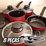 Conjunto De Panelas Antiaderente 8 Peças Teflon Várias Cores