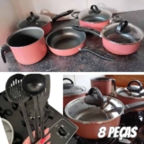 Conjunto De Panelas Antiaderente 8 Peças Teflon Várias (rosa)