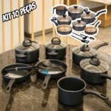 Conjunto Panelas Antiaderente 10 Peças Teflon Várias Cores