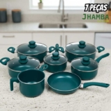 Conjunto Panelas Jhamba Indução Cerâmica 2mm Antiaderente 7 Peças Verde