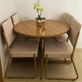 Conjunto Sala de Jantar 4 Cadeiras San Francisco Carraro Freijó com Rosê