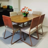 Conjunto Sala De Jantar Mesa E 6 Cadeiras Fênix Carraro Rose