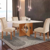 Conjunto Sala De Jantar Mesa Tampo Dakota Plus 120x80cm