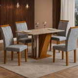 Conjunto Sala De Jantar Mesa Tampo Mdf/mdp Com 4 Cadeiras