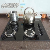 Cooktop 4 bocas Chamalux ultra chama Bivolt Trempe de Chapa Preto