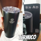 Copo Térmico de Aço Inox Parede Dupla Com Tampa WOLFF, 600ml, Preto Mantém a Bebida na Temperatura Ideal, Para Viagem