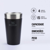 Copo Térmico de Cerveja Isolado, 473 ml, Copo Empilhável para Bebidas Quentes ou Frias, Matte Black 2.0