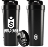 Coqueteleira Slim 600ml – Soldiers Nutrition (Preta Logo Branco)