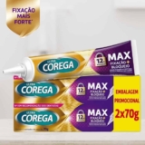 Corega Ultra Creme Fixador de Próteses Dentárias, Sem Sabor, Forte Fixação o Dia Todo, Kit 2 Unidades, 70g cada