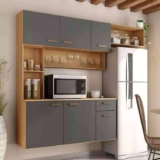 Cozinha Moderna Suspensa 6 Portas 1 Gaveta Manu Compacta Aereo Completo Luxo