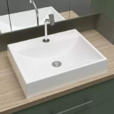 Cuba pia branca de apoio coral 50×40 para banheiro lavabo Beltempo BT-2171