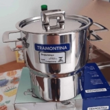 Cuscuzeira Tramontina Brava Em Aço Inox Com Alças E Tampa 14 Cm 2, 1 L Tramontina Inox Cuscuzeira Aco Inox Brava