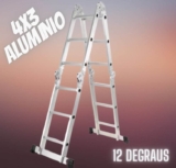 Escada de alumínio multifuncional 4 x 3 com 12 degraus 13 em 1 Botafogo Lar & Lazer ESC0292 cinza