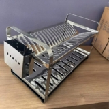 Escorredor De Pratos Em Inox Fixo 20 Pratos C/ Porta-talher.