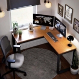 Escrivaninha de Canto Berlim Em L Cinamomo Mesa para Computador Home Office Gamer Estudo Trabalho MDP MDF Moderna Tampo Amplo Estrutura Preta