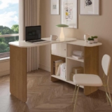 Escrivaninha em L, reta ou fechada Tampo com rotação 4 nichos NOMAD Cor Cinamomo/Off White – Artely