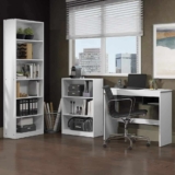 Escrivaninha Madesa Rubi + Estante 6908 + Estante 6907 – Branco/preto