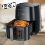 ESHMEL 5L Air Fryer 127v, Digital Airfryer, Fritadeira Eletrica Com Janela Transparente, Revestimento Antiaderente, Cesto Removíveis, Up to 200 ℃, 1400W, Preto