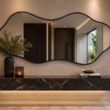 Espelho Orgânico grande com Moldura Lapidado 100×50 Preto
