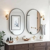 Espelho Retrô Oval 80×50 Grande Moldura Metal Quarto Sala