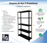 Estante Aço 5 Prateleiras Reguláveis 150x77x25cm Multiuso