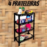 Estante de Plástico São Bernardo Multiuso com 4 Prateleiras Preta 73×39,7×19,8cm