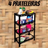 Estante de Plástico São Bernardo Multiuso com 4 Prateleiras Preta 73×39,7×19,8cm