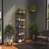 Estante Livreiro Multiuso Com Prateleiras Industrial Em Metalon E Madeira Organizador Tam: 1,7m Cor: Preto