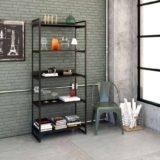 Estante Multiuso 5 Prateleiras 187x80cm Estilo Industrial, Compace, Kuadra, Preto Ônix/Est.Preta