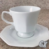 Estojo com 6 Xícaras Chá com Pires em Porcelana- Modelo Octogonal Prisma – Branca – fabricado pela Schmidt
