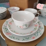 Estojo com 6 xícaras de chá com pires. Modelo redondo izabel. Decoração teresa. Porcelana real by porcelana schmidt.