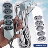 Extens. Mltipla 5 Tomadas 2P+T Cabo De 5m 57504031 Tramontina Eletrik Cinza Médio