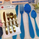 Faqueiro Dourado Lovers Aço Inox 16 Peças Gourmet Mix