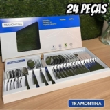 Faqueiro Tramontina Búzios cem Aço Inox com Detalhe 24 Peças