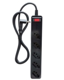 Filtro De Linha Energia 5 Tomadas Protetor Elétrico Cabo 1 Metro cor Preto