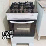 Fogão 4 Bocas Atlas Mônaco Top Glass Acendimento Automático Cor Branco Bivolt