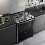 Fogão 5 Bocas Dako Magister com Mesa de Inox e Grill com Trilha Chama Preto Bivolt