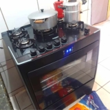 Fogão 5 Bocas Dako Supreme Black Glass Timer Digital Bivolt