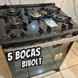 Fogão 5 Bocas Electrolux Preto Mesa de Vidro VaporBake FE5GP
