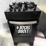 Fogão Atlas 4 Bocas Preto Atenas Glass – Bivolt