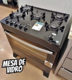 Fogão Atlas 5 Bocas Preto Acendimento Automático Bivolt – Fogão de Piso 5 Bocas Atlas com Acendimento Automático