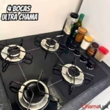 Fogão Cooktop 4 Bocas Chamalux Ultra Chama Chapa Bivolt Preto 127V/220V