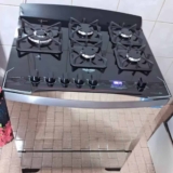 Fogão de chão Dako Diplomata Glass Grill Style a gás/elétrico 5 queimadores preto 127V/220V 100L