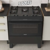 Fogão de Piso Itatiaia 5 Bocas com Mesa de Vidro Electra Glass New Preto – Bivolt