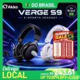 Fone de Ouvido Gamer Sem Fio AKKO Verge S9 Ultra Bluetooth 2.4G Quad-Mode Pro-Tuned para Desktop e Tablet