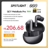 Fone de ouvido QCY MeloBuds Pro ANC Bluetooth 5.3 Cupom