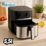 Fritadeira Air Fryer 5,5l Cyclone Preto E Inox Midea 110V